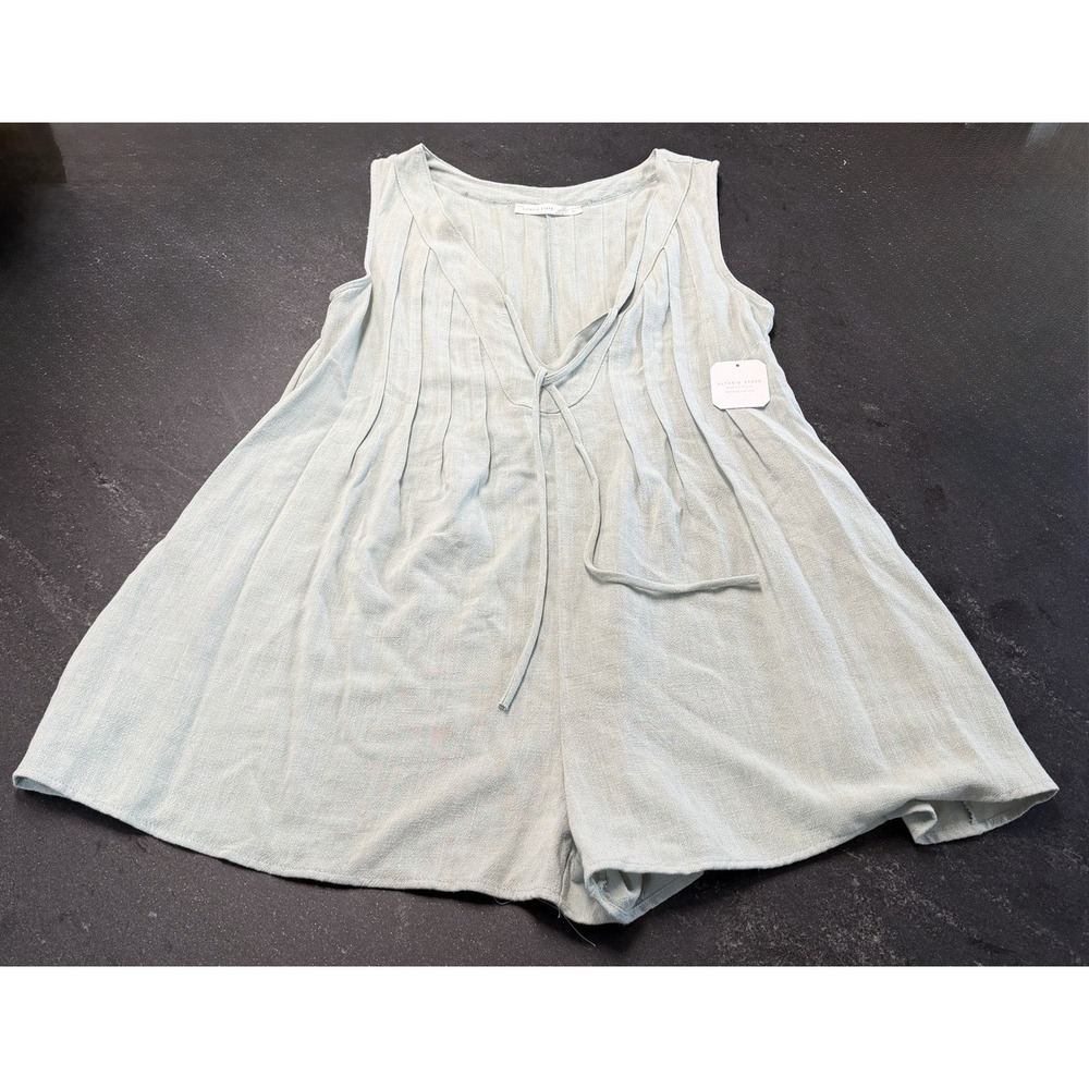 Altar'd State NWT Sage Linen‎ Blend Romper Large Sleeveless Tie Front USA